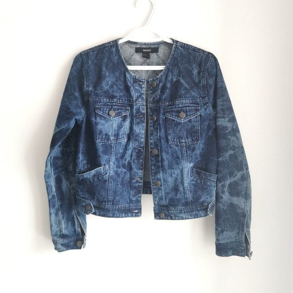 Acid Wash Quilted Denim Jacket - Picture 2 of 5